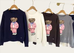 New Pink Cartoon Bear Knitted Sweater Women Fashion Embroidery Autumn O-neck Long Sleeve Casual Pullover Top Preppy Student