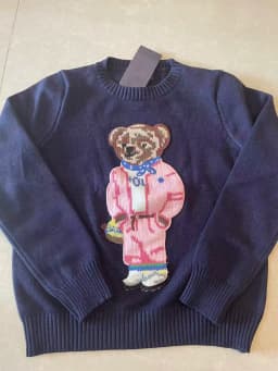 New Pink Cartoon Bear Knitted Sweater Women Fashion Embroidery Autumn O-neck Long Sleeve Casual Pullover Top Preppy Student