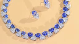 ThreeGraces Luxury Unique Shiny Synthetic Tanzanite and Zirconia Triangle Shape Bridal Wedding Party Jewelry Set for Women T1081