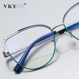 VKYEE Metal Geometric Women's Anti-Blue Light Glasses Fashionable Design Customizable Prescription Photochromic 3112