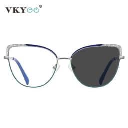 VKYEE Metal Geometric Women's Anti-Blue Light Glasses Fashionable Design Customizable Prescription Photochromic 3112