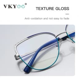VKYEE Metal Geometric Women's Anti-Blue Light Glasses Fashionable Design Customizable Prescription Photochromic 3112