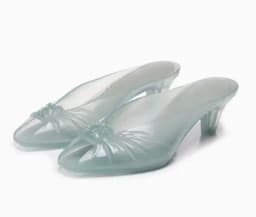 2026hot Women Smoky Gray Jelly Mules Knotted Front Peep Toe Transparent Clear Mid Heel Slip On Slides Casual Beach Party Sandals