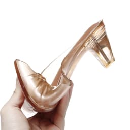 2026hot Women Smoky Gray Jelly Mules Knotted Front Peep Toe Transparent Clear Mid Heel Slip On Slides Casual Beach Party Sandals