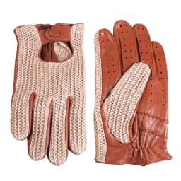 Men's Classic Real Leather Retro Unlined Driving Knitted Sports Riding Equestrianism Touch Screen Short Gloves