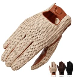 Men's Classic Real Leather Retro Unlined Driving Knitted Sports Riding Equestrianism Touch Screen Short Gloves