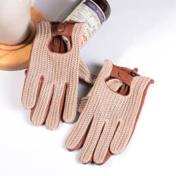 Men's Classic Real Leather Retro Unlined Driving Knitted Sports Riding Equestrianism Touch Screen Short Gloves