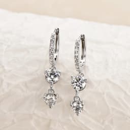 Anziw 4mm 5mm Round Moissanite Long Tassel Earrings 100% 925 Sterling Silver Women's Hoop Dangle Earrings Wedding Jewelry Gifts