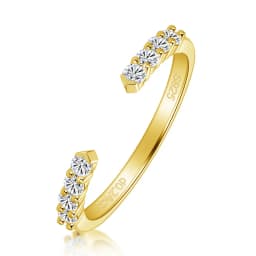 LinkerLove Moissanite Ring Open Wedding Band S925 Sterling Silver for Women 18K Gold Plated Diamond Ring Party Trendy Jewelry