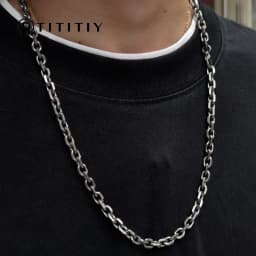 New Pure Titanium Batch Angle Chain Necklace 7mm Wide Lightweight Anti Allergic Hip-hop Couple Versatile Chain Unisex Style