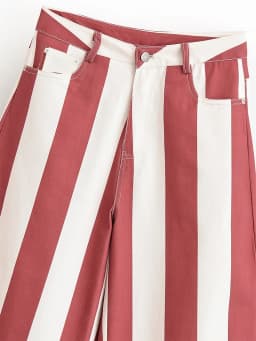 Willshela Women Fashion Striped Front Zipper Wide Leg Pants Vintage High Waist Full Length Female Chic Lady Trousers
