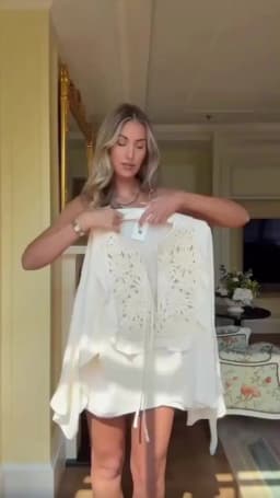 HH Female Summer Fashion Elegant Long Sleeve Lace Up Stitching Hollow Shirt+Temperament High Waist Mini A-line Skirt Suit