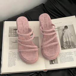 Summer Platform Heel Women Slippers Fashion Open Toe Narrow Band Slide Ladies Elegant Street Style Shoes Fashion Sandals Slides
