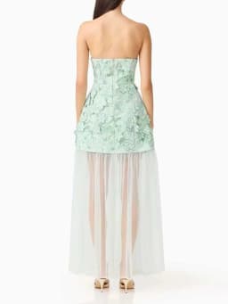 TWOTWINSTYLE Colorblock Slimming Spliced Hollow Out Dress for Women Strapless Sleeveless Patchwork Mesh Midi Dresses Female New