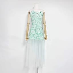 TWOTWINSTYLE Colorblock Slimming Spliced Hollow Out Dress for Women Strapless Sleeveless Patchwork Mesh Midi Dresses Female New