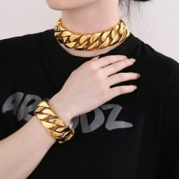 31mm Big Heavy Chunky Cuban Bracelet & Necklace Jewelry Set - 316L Stainless Steel - KB49305-D