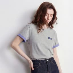 TOYOUTH Women Cotton T-Shirt 2026 Summer New High Low Slit Puppy Patch Embroidery Plaid Turn-up Sleeve Pullover Tops