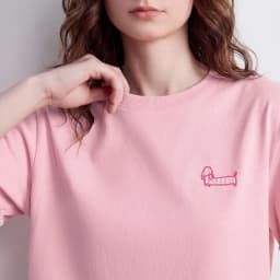 TOYOUTH Women Cotton T-Shirt 2026 Summer New High Low Slit Puppy Patch Embroidery Plaid Turn-up Sleeve Pullover Tops