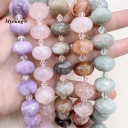 13x18MM 20PCS Large Faceted Natural Stones Amazonites Rose Quartzs Crystal Cutting Nugget Rondelle Beads MY230739
