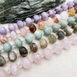 13x18MM 20PCS Large Faceted Natural Stones Amazonites Rose Quartzs Crystal Cutting Nugget Rondelle Beads MY230739