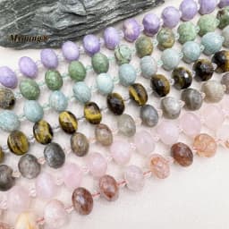 13x18MM 20PCS Large Faceted Natural Stones Amazonites Rose Quartzs Crystal Cutting Nugget Rondelle Beads MY230739