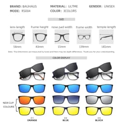 RS004 Square Magnet Clip On Glasses Frame Trend Polarized Sunglasses Men Optical Prescription Computer Glasses UV400