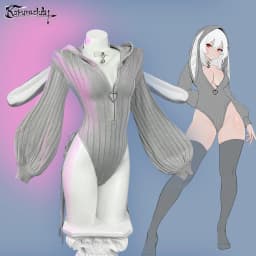 KORURACLUB Gray knitted long-sleeved Jumpsuit sweater pink Bunny girl Cute Plush rabbit tail