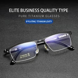 VKYEE Ultralight Business Men's Eyeglasses Pure Titanium Eyeglasses Frame Business Half Frame Can Be Customized Prescription 804
