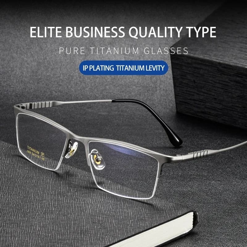VKYEE Ultralight Business Men's Eyeglasses Pure Titanium Eyeglasses Frame Business Half Frame Can Be Customized Prescription 804