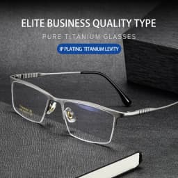 VKYEE Ultralight Business Men's Eyeglasses Pure Titanium Eyeglasses Frame Business Half Frame Can Be Customized Prescription 804