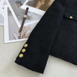 Black Small Fragrant Style Short Jacket Women's Top 2026 Autumn Winter New Round Neck Thick Coarse Tweed Coat Female Outwear