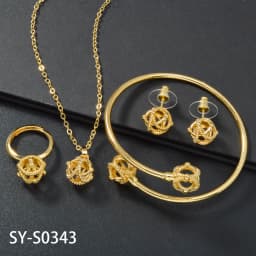 Diana Baby Bohemia 4pcs Luxury Dubai Earrings Gold Plated Bracelet Necklace Wedding Bride Ring Jewelry Sets For Women Gift