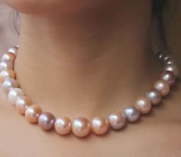 Real Photo 18" AAA Japanese Akoya 9-10 mm Lavender Purple Pink Pearl Necklace 14K Yellow Gold Clasp Same Style Bracelet 7.5-8 in