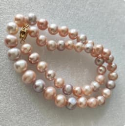 Real Photo 18" AAA Japanese Akoya 9-10 mm Lavender Purple Pink Pearl Necklace 14K Yellow Gold Clasp Same Style Bracelet 7.5-8 in