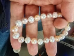 Real Photo 18" AAA Japanese Akoya 9-10 mm Lavender Purple Pink Pearl Necklace 14K Yellow Gold Clasp Same Style Bracelet 7.5-8 in