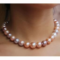 Real Photo 18" AAA Japanese Akoya 9-10 mm Lavender Purple Pink Pearl Necklace 14K Yellow Gold Clasp Same Style Bracelet 7.5-8 in