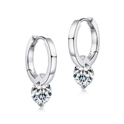 Lnngy Hoop Earrings Silver 925 Sparkling 6.5mm 1CT Moissanite Earring With Certificate For Women Lovers' Wedding Jewelry Gift