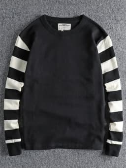 Autumn American Retro Long Sleeve Heavyweight Striped T-shirt Men's Fashion Pure Cotton Washed Prisoner Motorcycle Casual Tops