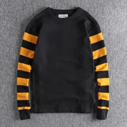 Autumn American Retro Long Sleeve Heavyweight Striped T-shirt Men's Fashion Pure Cotton Washed Prisoner Motorcycle Casual Tops