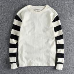 Autumn American Retro Long Sleeve Heavyweight Striped T-shirt Men's Fashion Pure Cotton Washed Prisoner Motorcycle Casual Tops