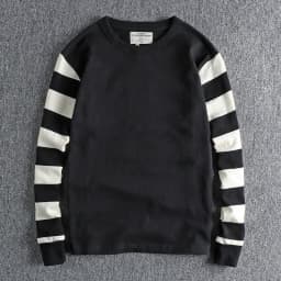 Autumn American Retro Long Sleeve Heavyweight Striped T-shirt Men's Fashion Pure Cotton Washed Prisoner Motorcycle Casual Tops