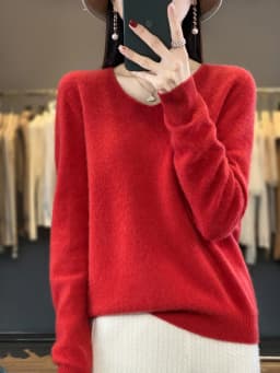 Fashion100% Merino Wool Sweater Cashmere Pullover Women Knitwear V-Neck Long Sleeve Autumn Winter Fashion Basic Clothing Tops