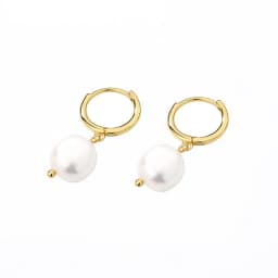Minar Temperament Natural Freshwater Pearl Hoop Earrings for Women 14K Gold Plated Copper Huggie Earring Statement Daily Jewelry