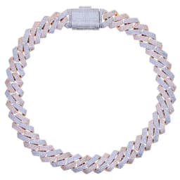 New Iced Out Bling 19mm Cuban Chain Necklace Two Tone Color Rectangle CZ Cubic Zirconia Miami Necklaces Men Hip Hop Jewelry
