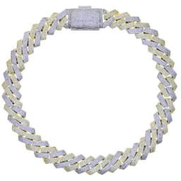 New Iced Out Bling 19mm Cuban Chain Necklace Two Tone Color Rectangle CZ Cubic Zirconia Miami Necklaces Men Hip Hop Jewelry