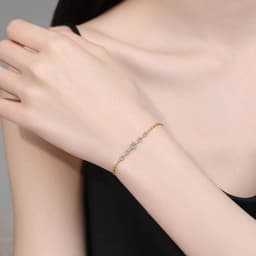 NeeTim Full Moissanite Bracelets for Women S925 Sterling Silver Lab Diamond Plated Gold Bracelet Wedding Birthday Party Jewelry