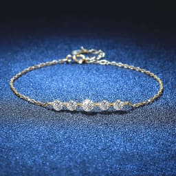 NeeTim Full Moissanite Bracelets for Women S925 Sterling Silver Lab Diamond Plated Gold Bracelet Wedding Birthday Party Jewelry