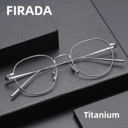 FIRADA Fashion Comfort Eyewear Luxury Retro Round Titanium Glasses Optical Prescription Eyeglasses Frame For Men Women 2A66-C