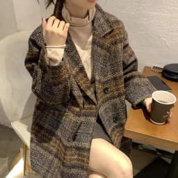 Checkered Coat for Women 2025 Spring New Korean Edition Retro Western Style Reduced Age Small Fragrant Whisper Coat for Women WF