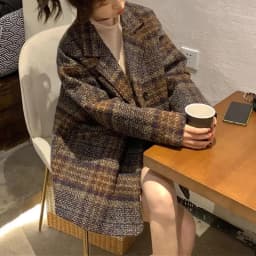 Checkered Coat for Women 2025 Spring New Korean Edition Retro Western Style Reduced Age Small Fragrant Whisper Coat for Women WF